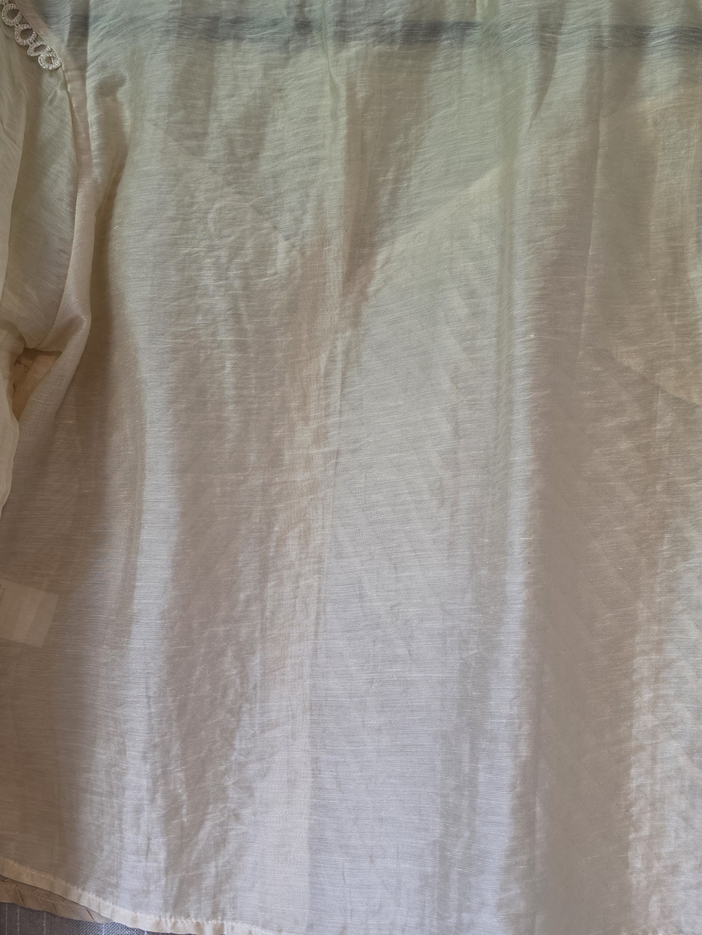 Lulu's Lace-Trim Bow Tie Button Front Blouse - Cream - Picture 9 of 10